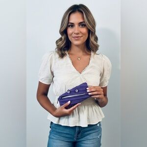 ZIPIT Wildlings Purple Nylon Unravelling Zipper Pencil Case White Teeth & Eyes